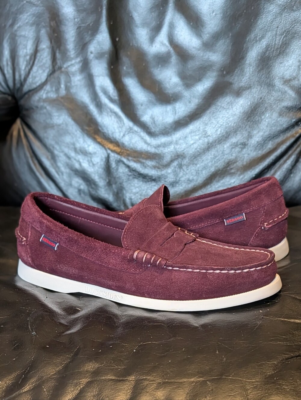 Sebago Docksides Burgundy Suede Loafers